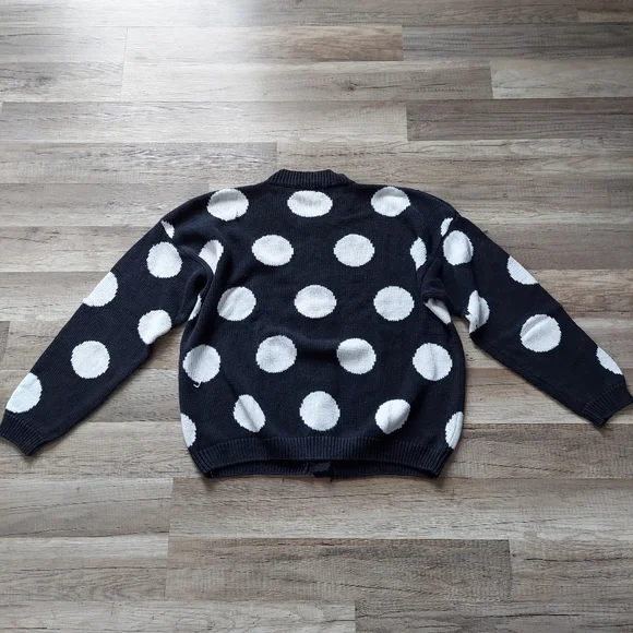 Vintage Express Tricot Polka Dot Cotton Cardigan Sweater Medium Large - Picture 6 of 11